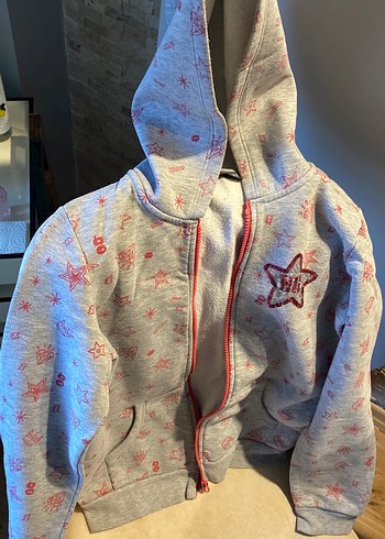 Kız Çocuk Kapüşonlu Fermuarlı Sweatshirt - Görsel 2