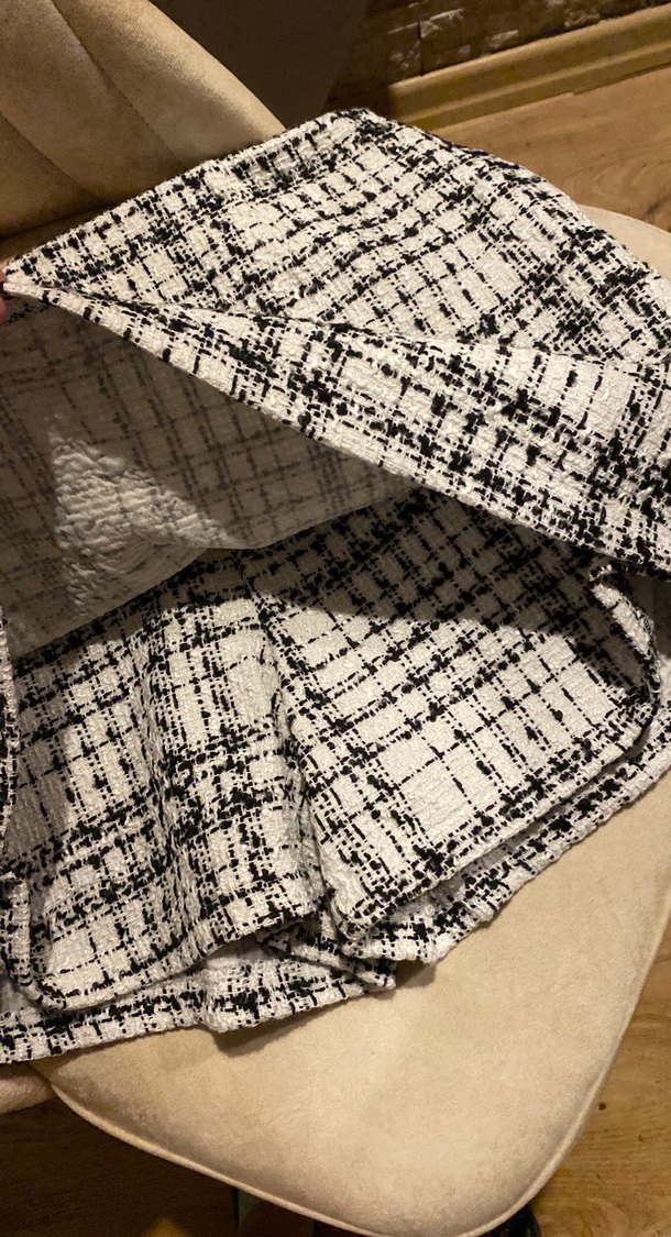 Bej kareli Kadın Mini Etek - Görsel 5