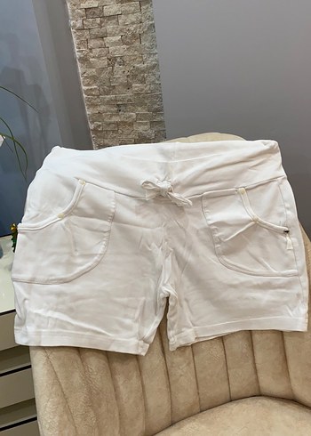 Beyaz Keten düşük bel Mini Şort - Görsel 2