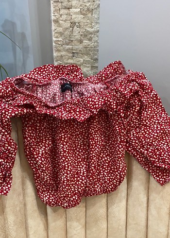 Kırmızı Fırfırlı Uzun Kollu Mini Bluz - Görsel 3