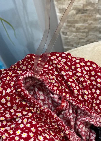 Kırmızı Fırfırlı Uzun Kollu Mini Bluz - Görsel 4