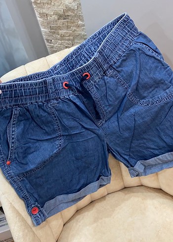 Düğmeli Mavi Kadın Kot Şort - Görsel 2