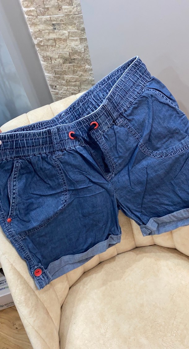 Düğmeli Mavi Kadın Kot Şort - Görsel 2