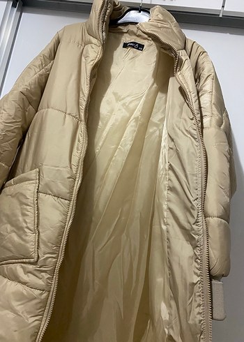 Bej Uzun Kadın Kışlık mont - Görsel 2