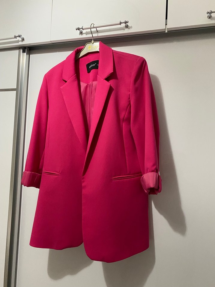 Pembe Düğmeli Kadın Blazer Ceket - Görsel 3