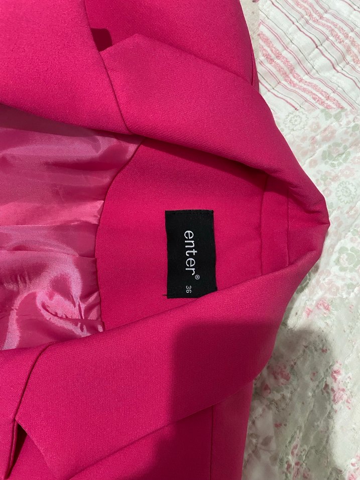 Pembe Düğmeli Kadın Blazer Ceket - Görsel 4