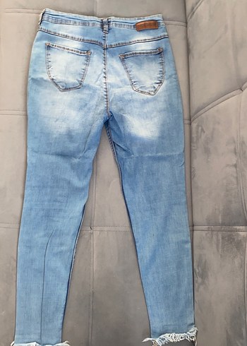 Kadın Mavi Yıpratmalı Pantolon - Görsel 2