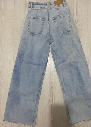 Kadın Mavi Midi Denim Jean bol paça - Görsel 2