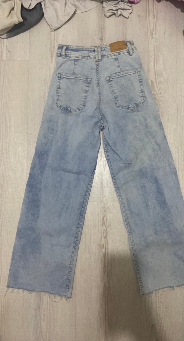 Kadın Mavi Midi Denim Jean bol paça - Görsel 2