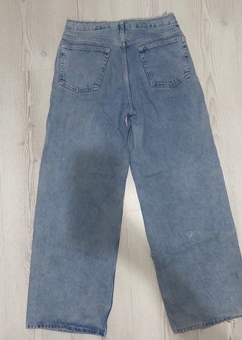 Kadın Mavi Midi Boy Bol Kesim Denim Jean - Görsel 2