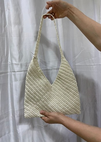 Bej Örgü Kadın Çanta - Görsel 3