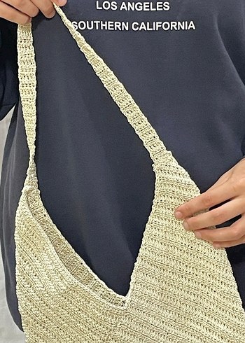 Bej Örgü Kadın Çanta - Görsel 2