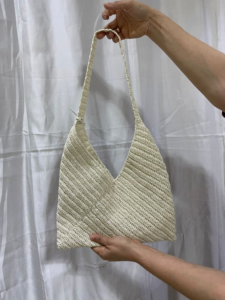 Bej Örgü Kadın Çanta - Görsel 3
