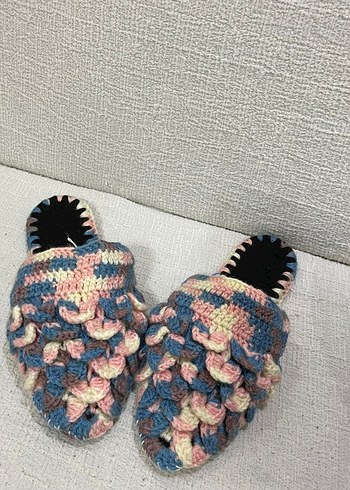 Kadın Pastel Renkli Örgü Ev Terliği - Görsel 2