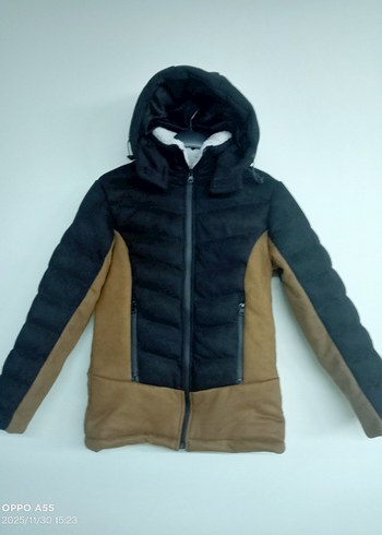 Koyu Mavi Kapüşonlu Kadın Kış Montu - Görsel 3