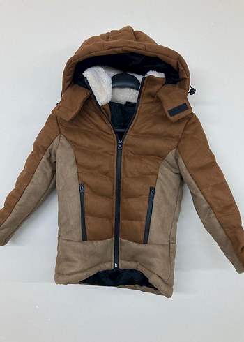 Erkek Çocuk Gri Kapüşonlu Polar Mont - Görsel 6