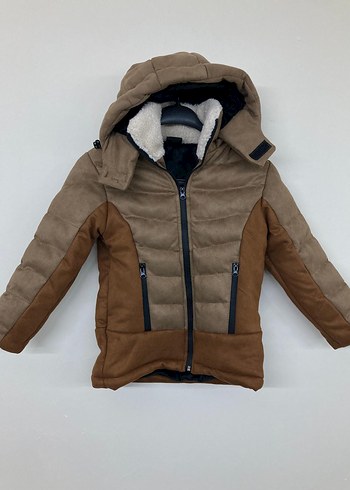 Erkek Çocuk Gri Kapüşonlu Polar Mont - Görsel 4