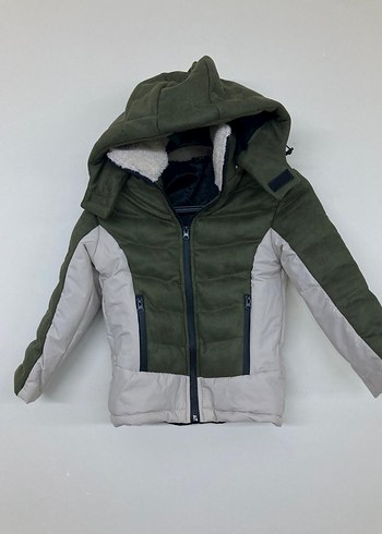 Erkek Çocuk Gri Kapüşonlu Polar Mont - Görsel 5