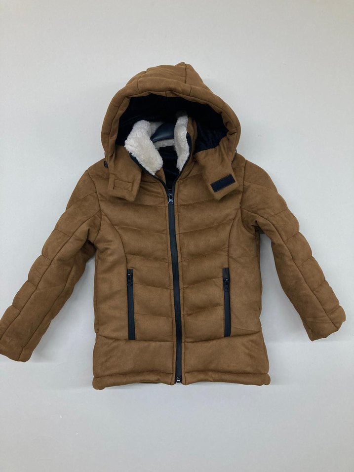 Erkek Çocuk Gri Kapüşonlu Polar Mont - Görsel 3