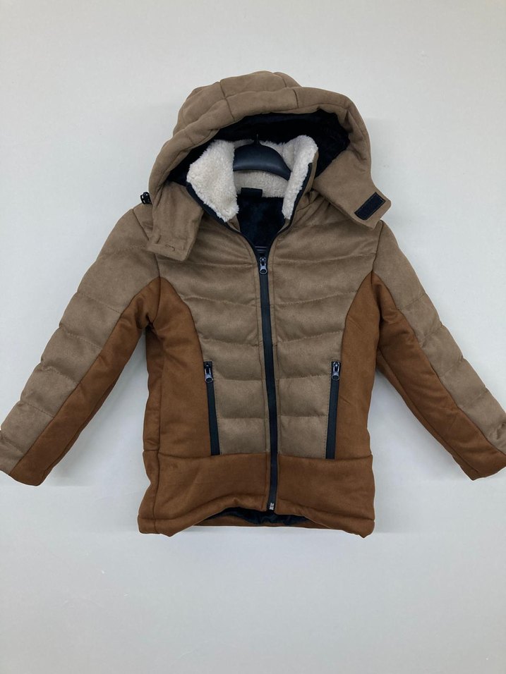 Erkek Çocuk Gri Kapüşonlu Polar Mont - Görsel 4