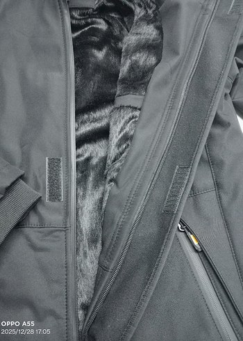 Kapüşonlu, Fermuarlı Gri Erkek Mont - Görsel 3