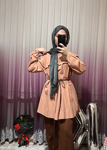 Camel Renkli Yüksek Yaka Salaş Tunik - Görsel 9