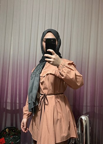 Camel Renkli Yüksek Yaka Salaş Tunik - Görsel 10