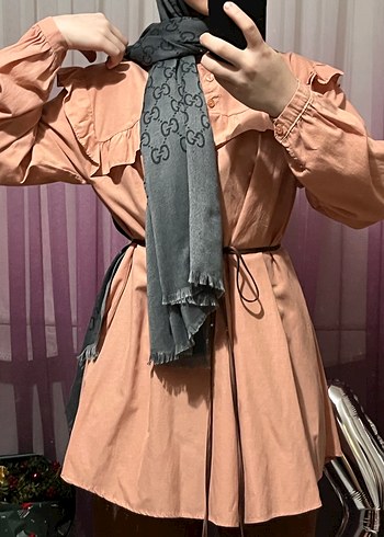 Camel Renkli Yüksek Yaka Salaş Tunik - Görsel 4