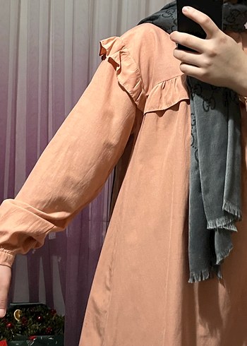 Camel Renkli Yüksek Yaka Salaş Tunik - Görsel 7