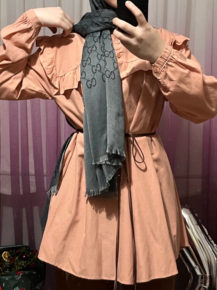 Camel Renkli Yüksek Yaka Salaş Tunik - Görsel 4