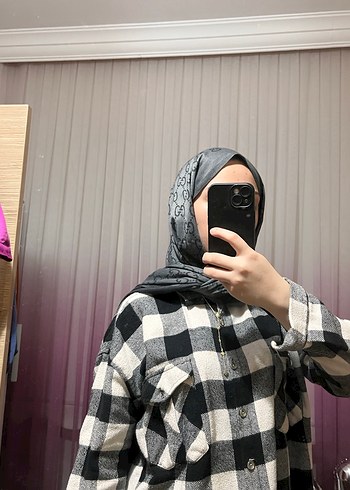 Gri Kareli Uzun Kollu Kadın Gömlek - Görsel 2