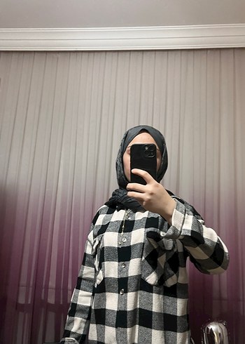 Gri Kareli Uzun Kollu Kadın Gömlek - Görsel 6