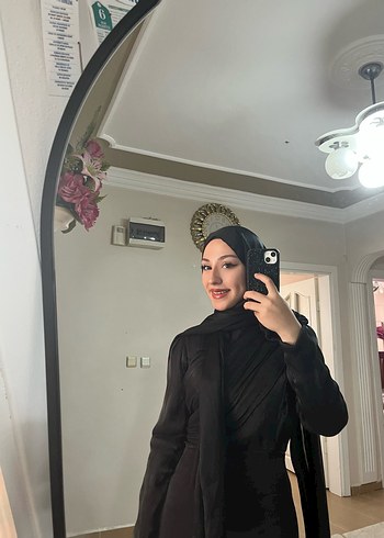 Siyah Janjanlı Kumaş Kadın Elbise - Görsel 3