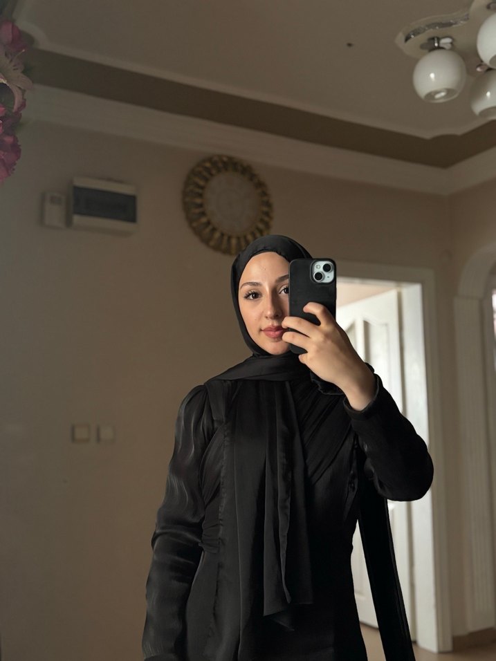 Siyah Janjanlı Kumaş Kadın Elbise - Görsel 2