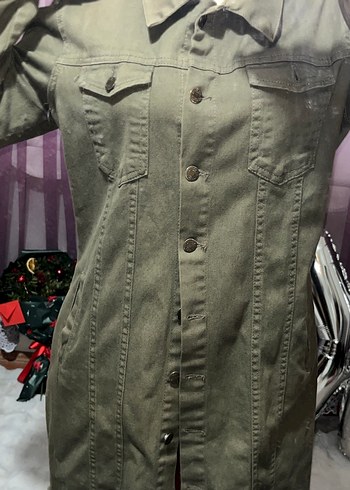 Düğmeli Haki Midi Kadın Ceket - Görsel 5