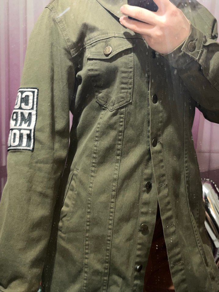 Düğmeli Haki Midi Kadın Ceket - Görsel 4