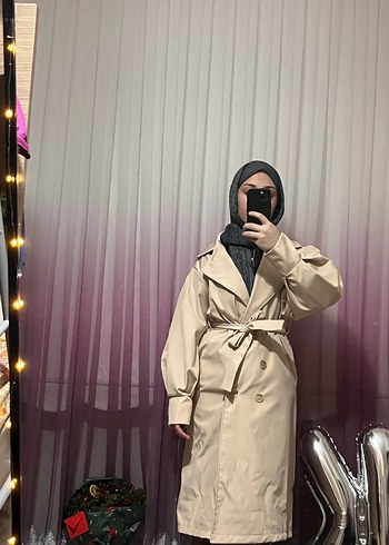 Bej Salaş Kadın Uzun Trençkot - Görsel 10