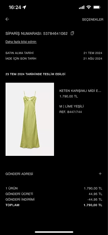 Zara Etiketli Yazlık Elbise