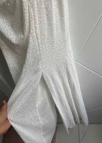 Diğer Beyaz İsiltili Uzun Elbise