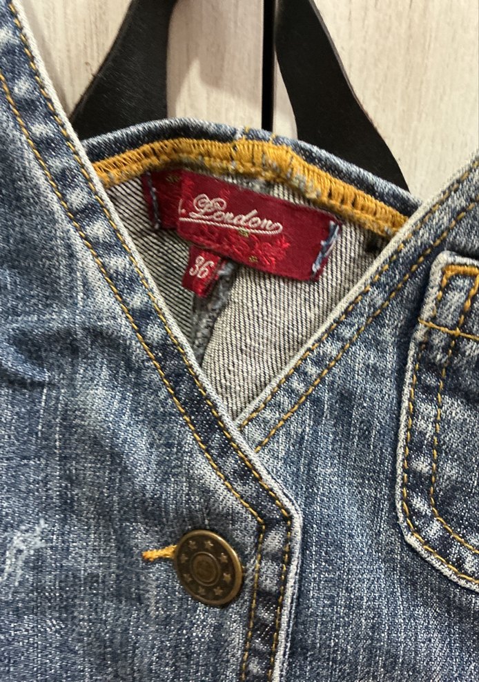 denim top yelek y2k kisa deri strap - Görsel 2
