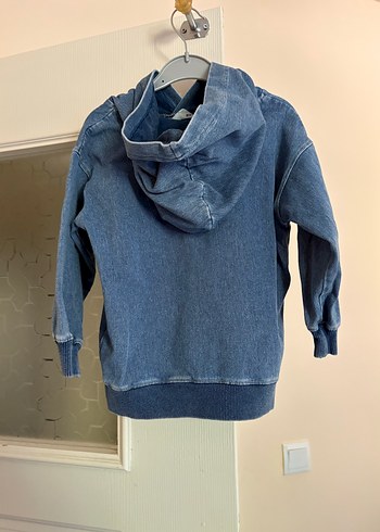 Kapüşonlu mavi Erkek Çocuk Denim Sweatshirt - Görsel 2