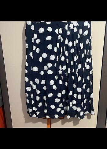 Lacivert Puantiyeli Piliseli  Etek - Görsel 3