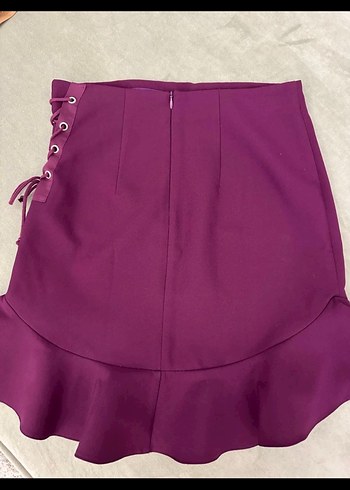 Mor fırfırlı şık etek - Görsel 3