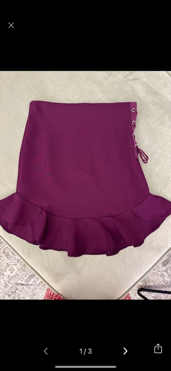 Mor fırfırlı şık etek - Görsel 2