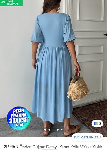 Mavi Düğmeli elbise - Görsel 6