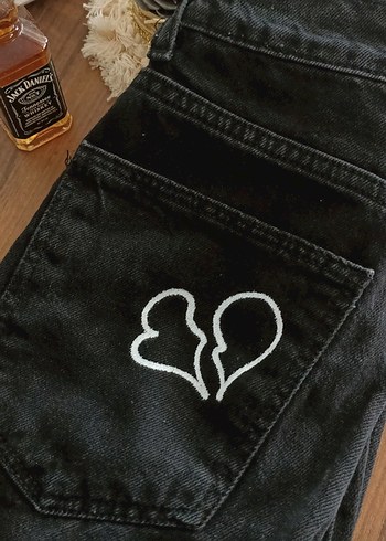 Bershka Siyah Baskılı Salaş Çocuk Jean - Görsel 4