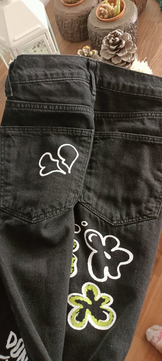 Bershka Siyah Baskılı Salaş Çocuk Jean - Görsel 5