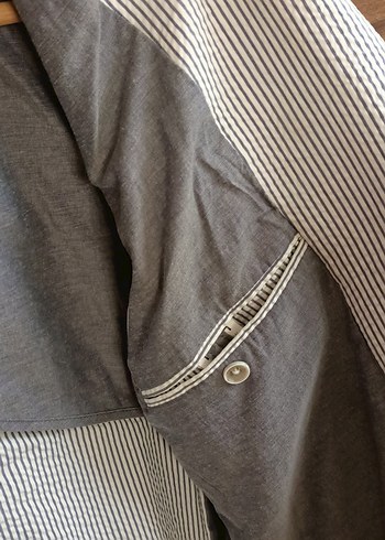 Koton Gri Çizgili Erkek Blazer Ceket - Görsel 4