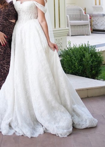 Gelinlik Romantik Dantelli Beyaz Gelinlik