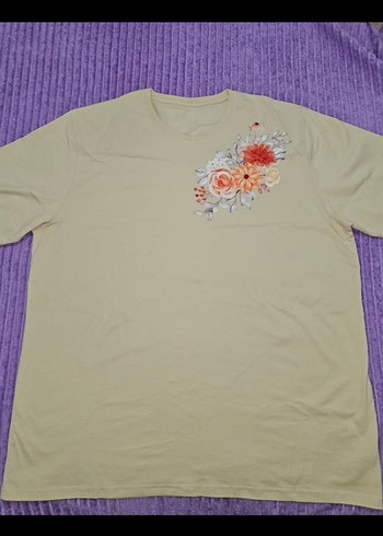 Bej Çiçek Baskılı Bol Kesim Hamile Tişört - Görsel 6